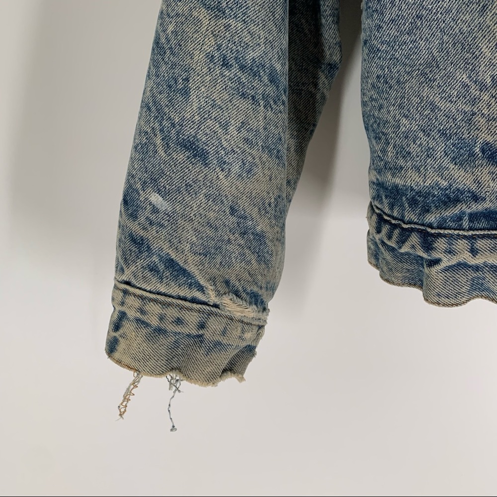 Levi’s Vintage 80’s Denim Distressed Jacket Sherpa Piled Size L - Picture 2 of 12